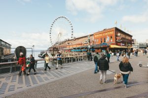 Miner's Landing and the Great Seattle Wheel on the waterfront