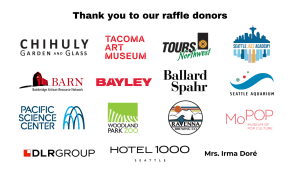Logos of raffle prize donors for SAF annual reception