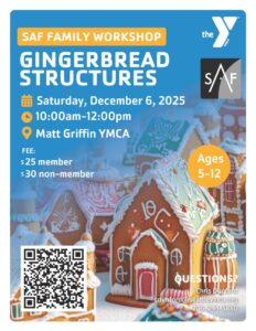 A gingerbread house with a blue overlay and the title "Gingerbread Structures"